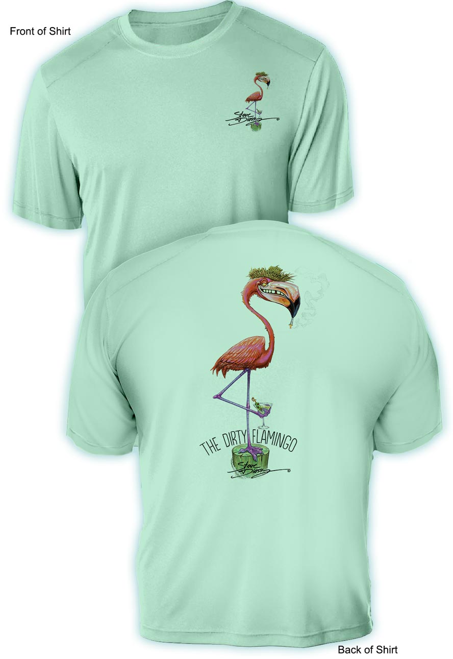 Dirty Flamingo- UV Sun Protection Shirt - 100% Polyester - Short Sleeve UPF 50